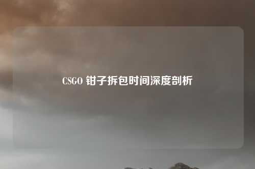 CSGO 钳子拆包时间深度剖析