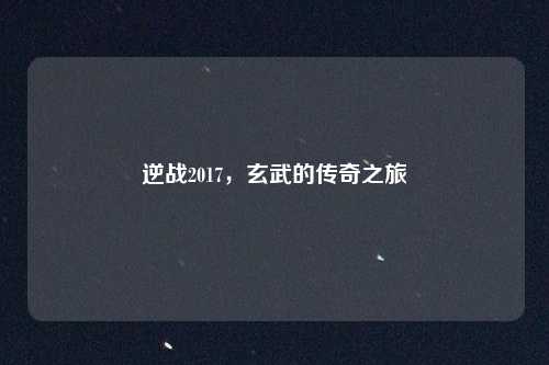 逆战2017，玄武的传奇之旅