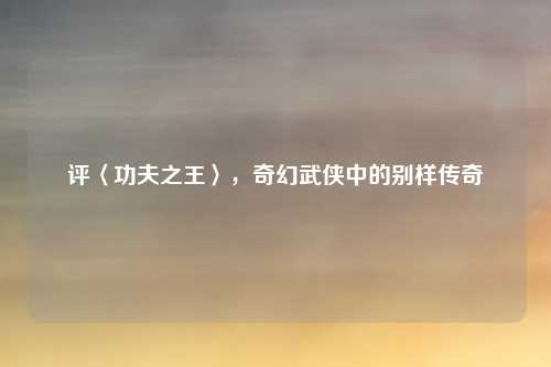 评〈功夫之王〉,奇幻武侠中的别样传奇