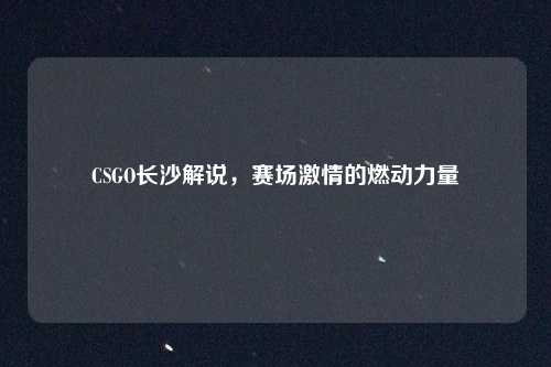 CSGO长沙解说,赛场激情的燃动力量