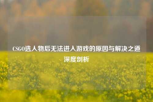 CSGO选人物后无法进入游戏的原因与解决之道深度剖析