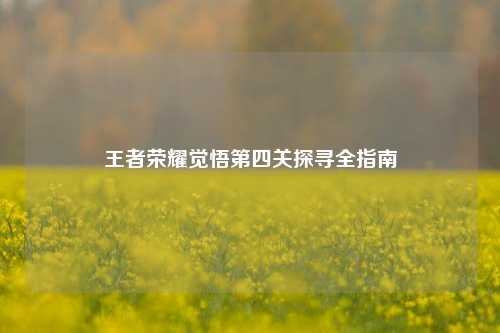 王者荣耀觉悟第四关探寻全指南