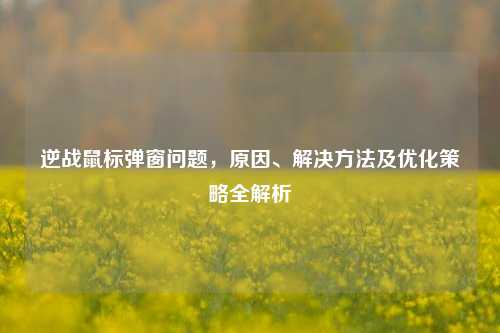 逆战鼠标弹窗问题，原因、解决方法及优化策略全解析