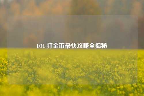 LOL 打金币最快攻略全揭秘