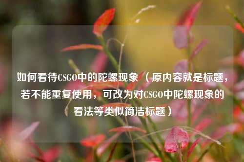 如何看待CSGO中的陀螺现象 (原内容就是标题,若不能重复使用,可改为对CSGO中陀螺现象的看法等类似简洁标题)