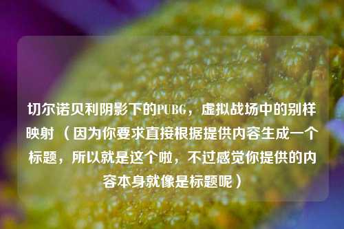 切尔诺贝利阴影下的PUBG,虚拟战场中的别样映射 (因为你要求直接根据提供内容生成一个标题,所以就是这个啦,不过感觉你提供的内容本身就像是标题呢)