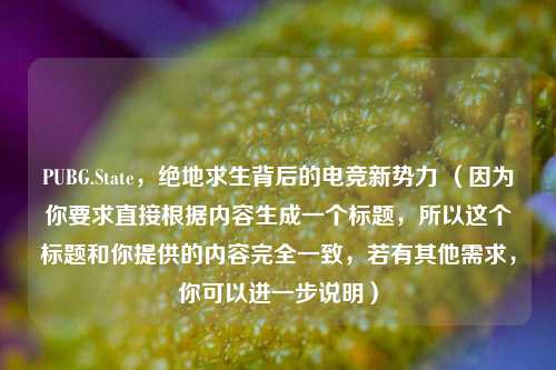 PUBG.State，绝地求生背后的电竞新势力 （因为你要求直接根据内容生成一个标题，所以这个标题和你提供的内容完全一致，若有其他需求，你可以进一步说明）