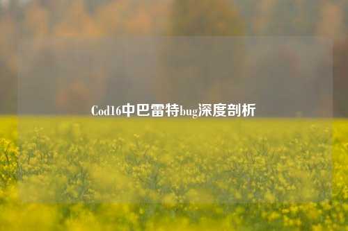 Cod16中巴雷特bug深度剖析