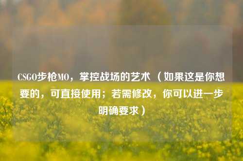 CSGO步枪MO,掌控战场的艺术 (如果这是你想要的,可直接使用;若需修改,你可以进一步明确要求)