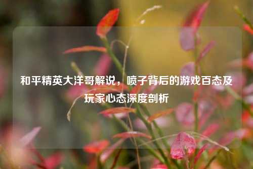 和平精英大洋哥解说,喷子背后的游戏百态及玩家心态深度剖析