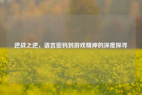 逆战之逆，语言密码到游戏精神的深度探寻