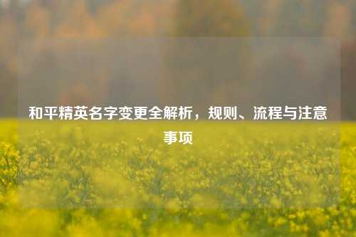 和平精英名字变更全解析，规则、流程与注意事项