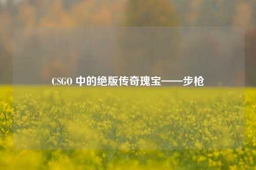 CSGO 中的绝版传奇瑰宝——步枪