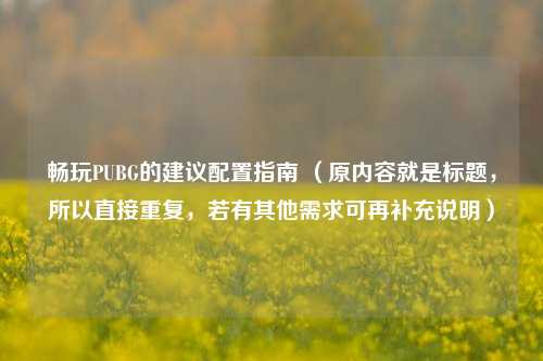 畅玩PUBG的建议配置指南 （原内容就是标题，所以直接重复，若有其他需求可再补充说明）