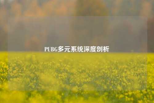 PUBG多元系统深度剖析