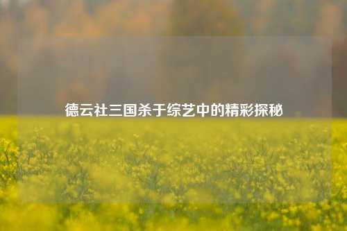 德云社三国杀于综艺中的精彩探秘