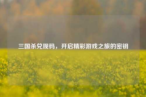三国杀兑现码，开启精彩游戏之旅的密钥