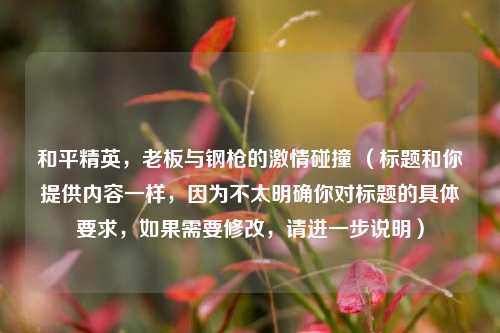 和平精英，老板与钢枪的激情碰撞 （标题和你提供内容一样，因为不太明确你对标题的具体要求，如果需要修改，请进一步说明）