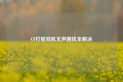 CF打枪耳机无声困扰全解决