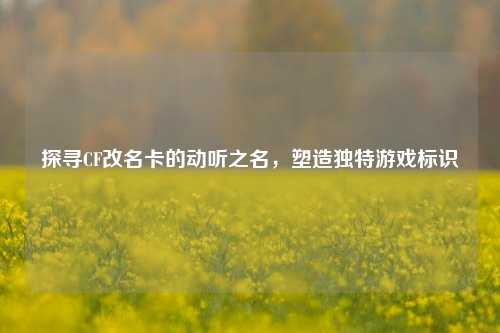 探寻CF改名卡的动听之名，塑造独特游戏标识
