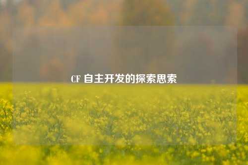 CF 自主开发的探索思索