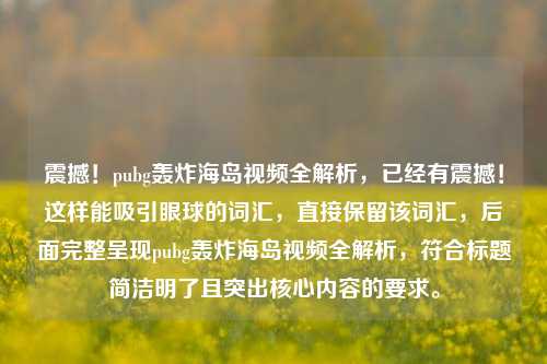震撼!pubg轰炸海岛视频全解析,已经有震撼!这样能吸引眼球的词汇,直接保留该词汇,后面完整呈现pubg轰炸海岛视频全解析,符合标题简洁明了且突出核心内容的要求。