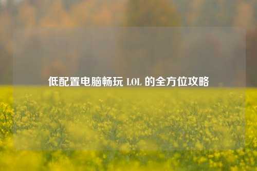 低配置电脑畅玩 LOL 的全方位攻略