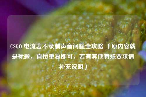 CSGO 电流麦不录制声音问题全攻略 (原内容就是标题,直接重复即可,若有其他特殊要求请补充说明)