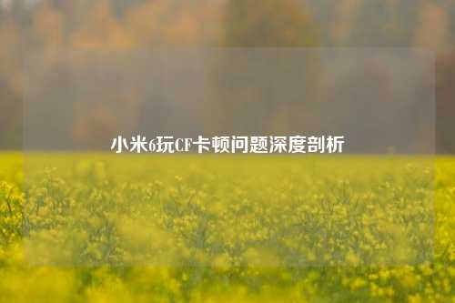 小米6玩CF卡顿问题深度剖析