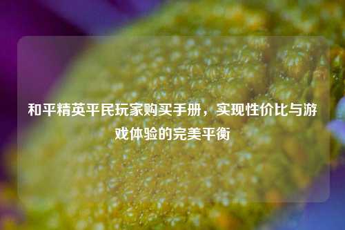 和平精英平民玩家购买手册，实现性价比与游戏体验的完美平衡