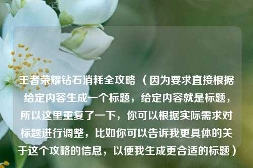 王者荣耀钻石消耗全攻略 （因为要求直接根据给定内容生成一个标题，给定内容就是标题，所以这里重复了一下，你可以根据实际需求对标题进行调整，比如你可以告诉我更具体的关于这个攻略的信息，以便我生成更合适的标题）