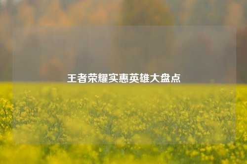 王者荣耀实惠英雄大盘点