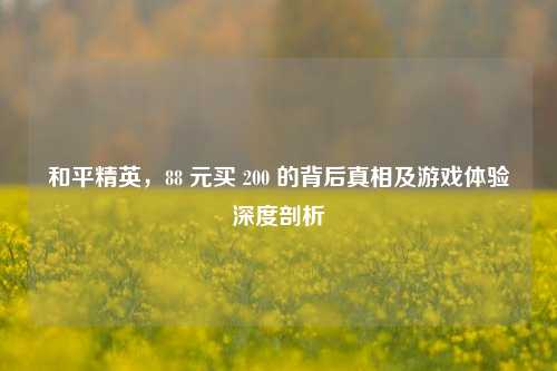 和平精英，88 元买 200 的背后真相及游戏体验深度剖析