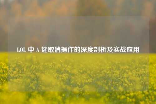 LOL 中 A 键取消操作的深度剖析及实战应用