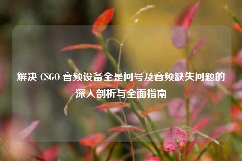 解决 CSGO 音频设备全是问号及音频缺失问题的深入剖析与全面指南