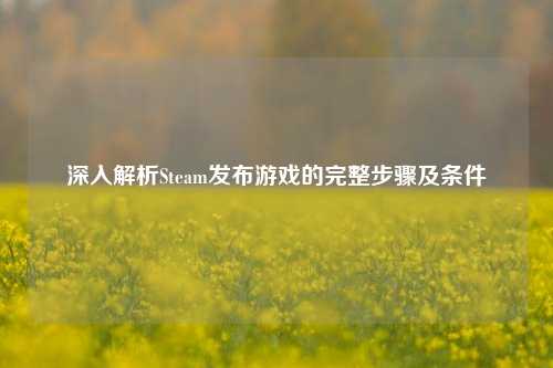深入解析Steam发布游戏的完整步骤及条件