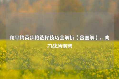 和平精英步枪选择技巧全解析(含图解),助力战场驰骋
