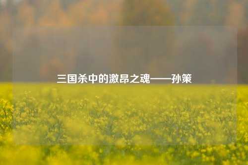 三国杀中的激昂之魂——孙策
