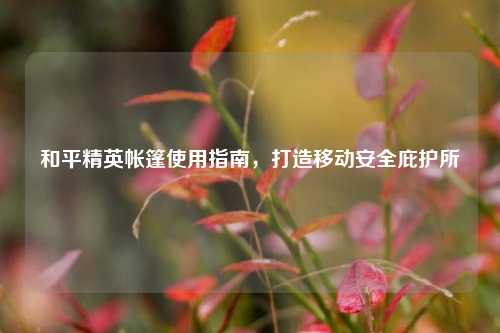 和平精英帐篷使用指南,打造移动安全庇护所