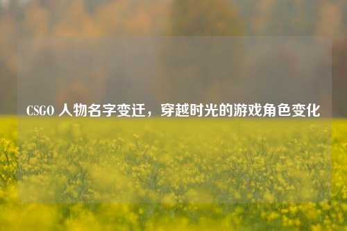 CSGO 人物名字变迁，穿越时光的游戏角色变化