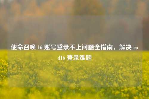 使命召唤 16 账号登录不上问题全指南，解决 cod16 登录难题