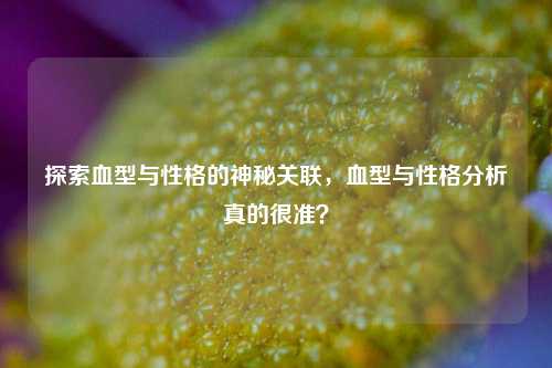 探索血型与性格的神秘关联，血型与性格分析真的很准？