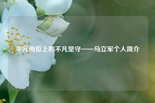 平凡岗位上的不凡坚守——马立军个人简介