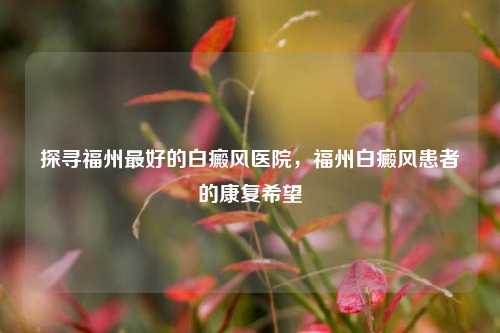 探寻福州最好的白癜风医院,福州白癜风患者的康复希望