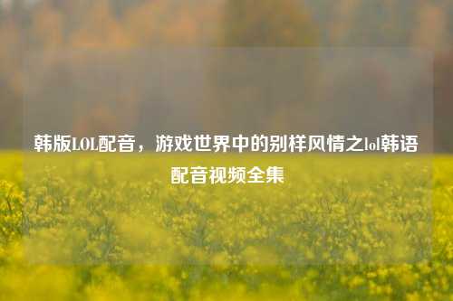 韩版LOL配音,游戏世界中的别样风情之lol韩语配音视频全集