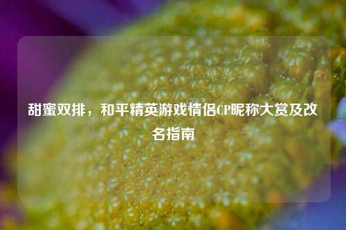 甜蜜双排,和平精英游戏情侣CP昵称大赏及改名指南