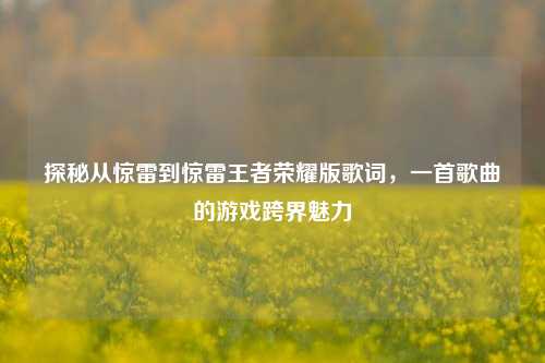 探秘从惊雷到惊雷王者荣耀版歌词,一首歌曲的游戏跨界魅力