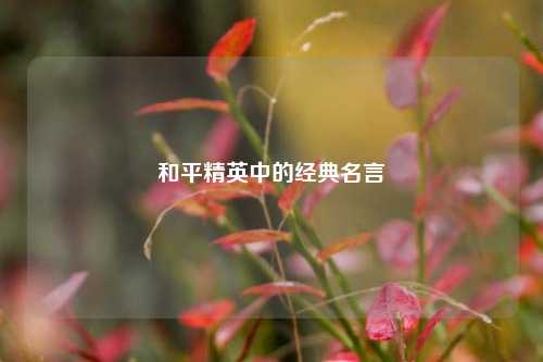 和平精英中的经典名言