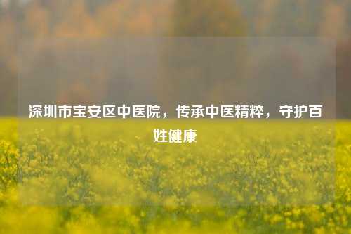 深圳市宝安区中医院，传承中医精粹，守护百姓健康