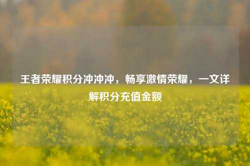 王者荣耀积分冲冲冲,畅享激情荣耀,一文详解积分充值金额